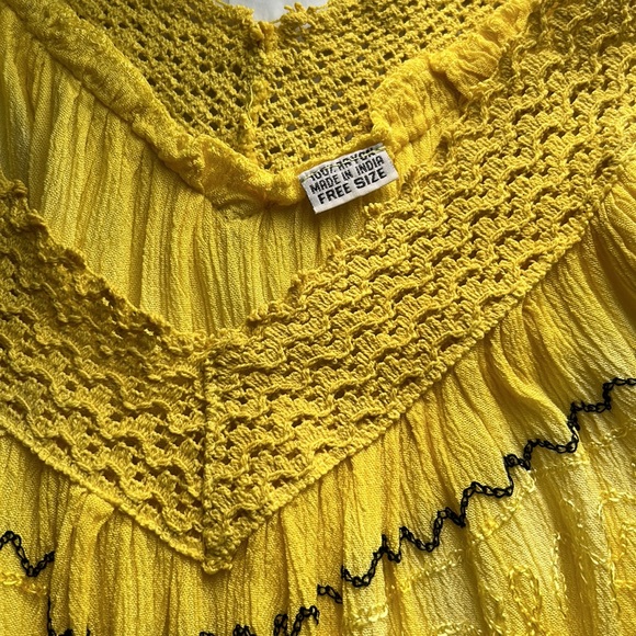 Made In India, Yellow, Sleeveless, Tie Dye, Blouse. One Size - Picture 4 of 7
